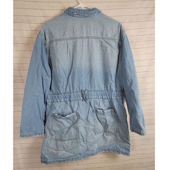 Universal Thread Long Sleeve Zip Up Light Wash Long Length Denim Jacket, sz 16 - Picture 8 of 13